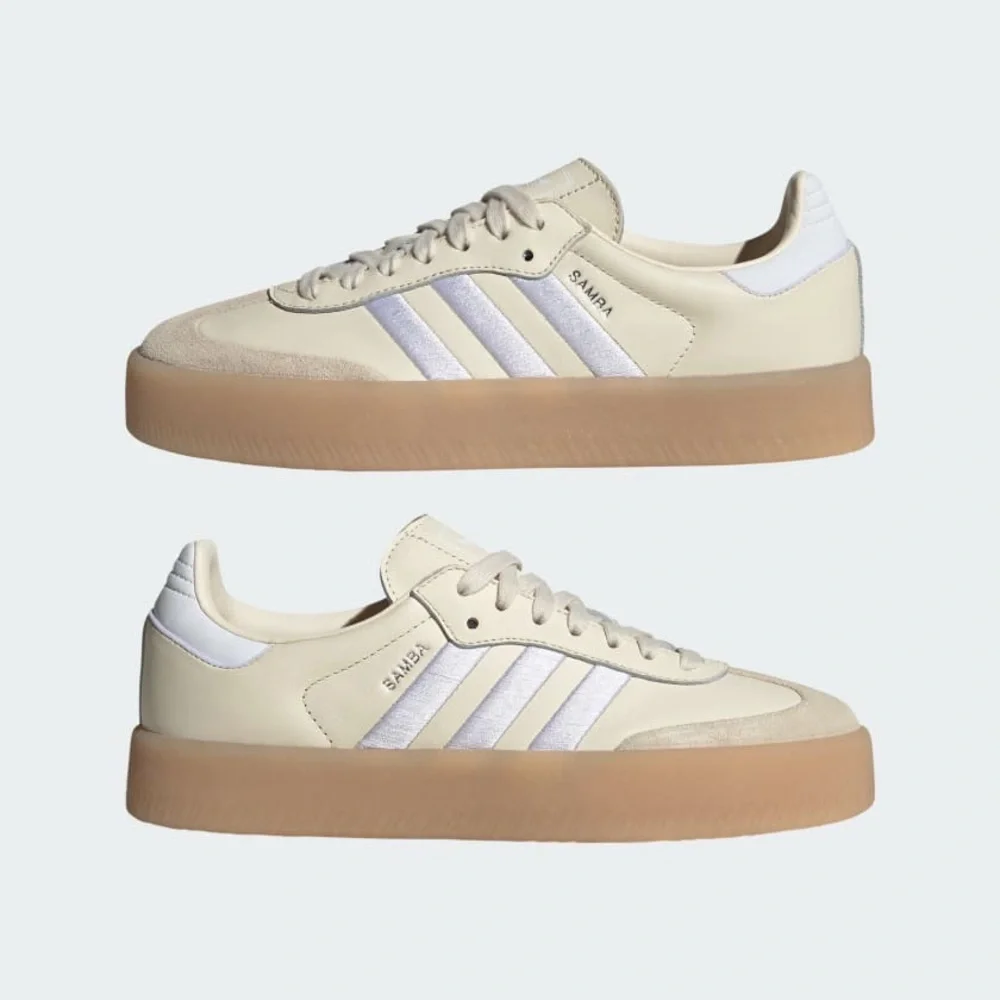 adidas Samba Cream & White Retro Suede Sneakers - Picture 2 of 8